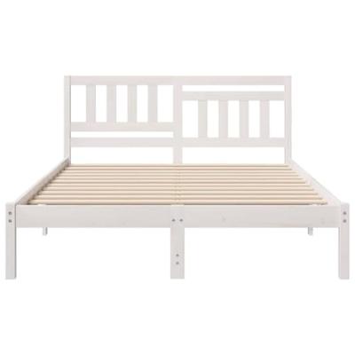 Bedframe met hoofdeinde Wit 135 x 190 cm Massief grenenhout