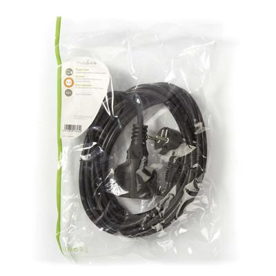 Voedingskabel | Schuko Male Haaks - Schuko Female | 5,0 m | Zwart