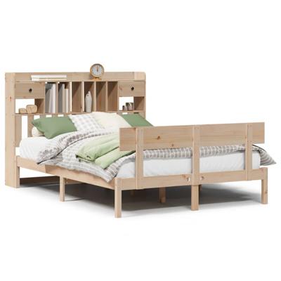 Bed met boekenkast zonder matras massief grenenhout 140x190 cm - thumbnail