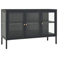 Dressoir 105x35x70 cm staal en glas antracietkleurig - thumbnail