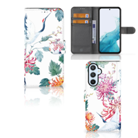 Samsung Galaxy A54 5G | Telefoonhoesje | Met pasjeshouder | Bird Flowers - thumbnail