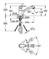 GROHE Eurodisc Keukenkraan - laag - draaibare/uittrekbare uitloop - chroom 32257001 - thumbnail