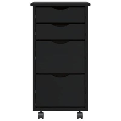 Ladekast MOSS verrijdbaar massief grenenhout zwart