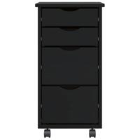 Ladekast MOSS verrijdbaar massief grenenhout zwart - thumbnail