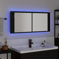 LED Spiegelkast Zwart eiken 100 x 12 x 45 cm Bewerkt hout - thumbnail