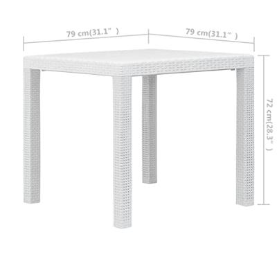 Tuintafel 79x79x72 cm rattan-look kunststof wit