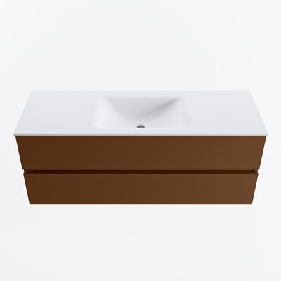 MONDIAZ VICA 130cm badmeubel onderkast Rust 2 lades. Wastafel CLOUD midden 1 kraangat, kleur Talc.