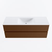 MONDIAZ VICA 130cm badmeubel onderkast Rust 2 lades. Wastafel CLOUD midden 1 kraangat, kleur Talc. - thumbnail