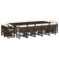 15-delige Tuinset met kussens poly rattan bruin - thumbnail