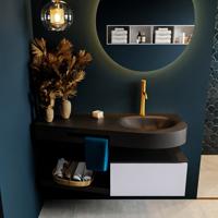 MONDIAZ RIVA 120cm badmeubel onderkast / planchet kleur Cale met 1 lade. Wastafel DULCET rechts 1 kraangat kleur Urban. - thumbnail