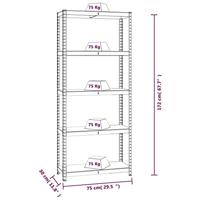 VidaXL Opbergrekken 5-laags 3 st staal & bewerkt hout antracietkleurig - thumbnail