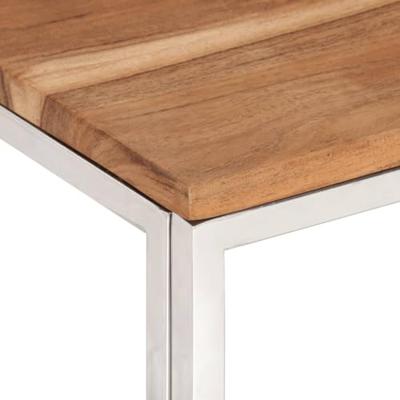 Salontafel roestvrij staal en massief acaciahout zilverkleurig Salontafel roestvrij staal en massief acaciahout zilverkleurig