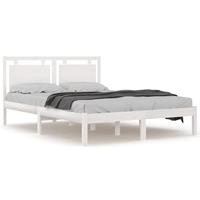 Bedframe massief hout wit 140x190 cm - thumbnail