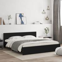 Bedframe met hoofdeinde zwart 160x200 cm - thumbnail