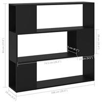 Boekenkast/kamerscherm 100x24x94 cm zwart - thumbnail