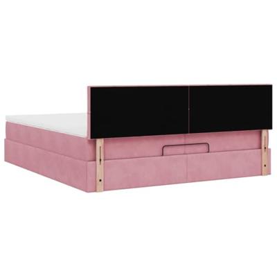 Ottoman bed met matras 200x200 cm fluweel roze