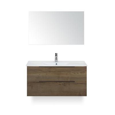 Seville Badmeubelset 100 cm - Tabacco Edge greep - Wastafel Enjoy - met Spiegel