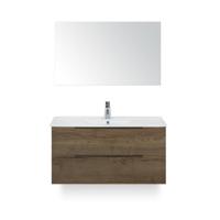 Seville Badmeubelset 100 cm - Tabacco Edge greep - Wastafel Enjoy - met Spiegel - thumbnail