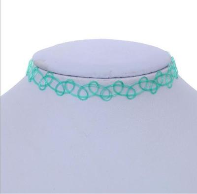 3 PC'S Fashion gevlochten fishline Clavicle ketting choker kettingen (blauw-groen)