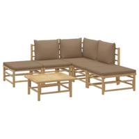 6-delige Loungeset met kussens bamboe taupe - thumbnail