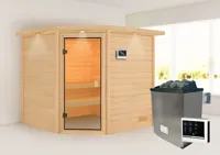 Karibu | Tilda Sauna met Dakkraag | Kachel 9 kW Externe Bediening - thumbnail