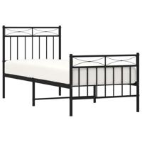 Bedframe met hoofd- en voeteneinde metaal zwart 75x190 cm - thumbnail