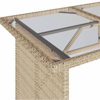 Tuintafel met glazen blad 110x68x70 cm poly rattan beige - thumbnail