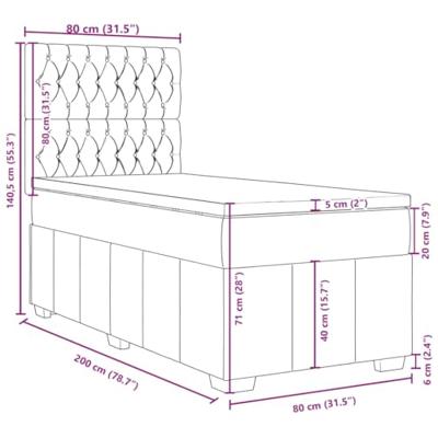 Boxspring met matras stof donkergrijs 80x200 cm
