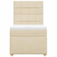 Boxspring met matras stof crèmekleurig 90x190 cm - thumbnail