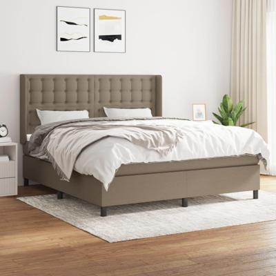Boxspring met matras stof taupe 180x200 cm