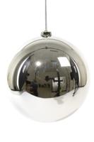Decoris grote kerstbal glans zilver 20cm - thumbnail