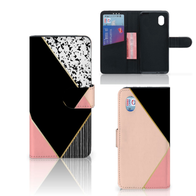 Black Pink Shapes Hoesje Alcatel 1B 2020 Met Pasjesvak Kunstleer TPU | Book Case