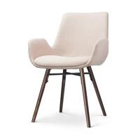 Nolon Nena-Eef Eetkamerstoel Beige - met Armleuning - Walnoot - thumbnail