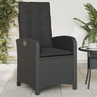 Tuinstoelen 2 st verstelbaar met kussens poly rattan zwart - thumbnail
