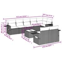 9-delige Loungeset met kussens poly rattan zwart - thumbnail