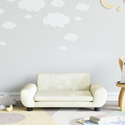 Kinderbank 70x45x33 cm fluweel crmekleurig