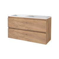 Badmeubelset BWS Salt 120x46cm Greeploos 2 Lades Met Wastafel 2 Kraangaten Whisky Oak - thumbnail