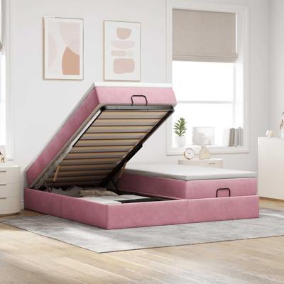 Ottoman bed met matrassen 180x200cm fluweel roze