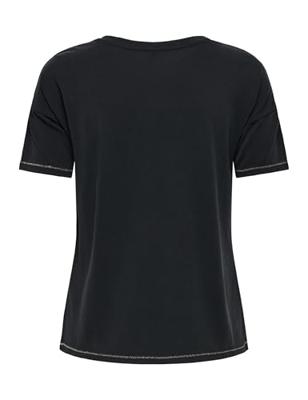 Only Onlfree Life S/s Stitch V-neck Top Jrs T-shirts Black Gold Glitter