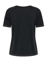 Only Onlfree Life S/s Stitch V-neck Top Jrs T-shirts Black Gold Glitter - thumbnail