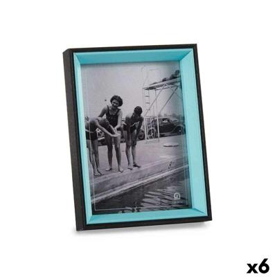 Fotolijsten Gift Decor Blauw Zwart Kristal Hout MDF (6 Stuks)