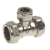 Bonfix knelkoppeling - T-stuk verlopend - 22mm x 15mm x 15mm - Vertint Messing - thumbnail