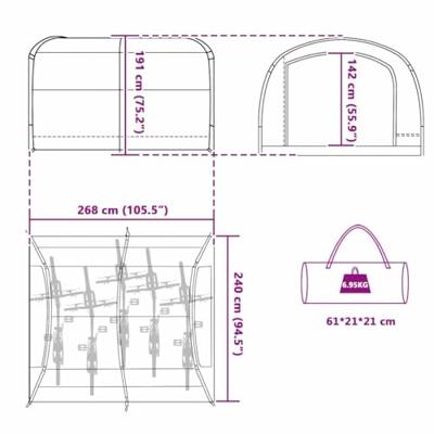 Tent met dak met luchtopening Groen 268 x 240 x 191 cm