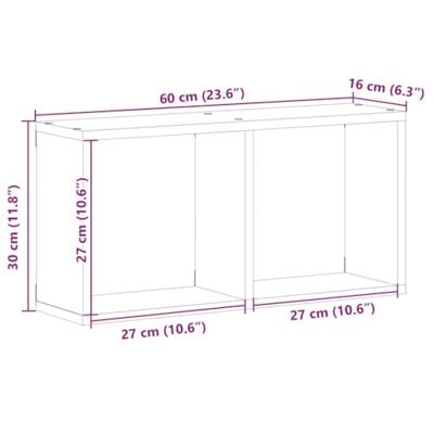Wandkast 60x16x30 cm bewerkt hout betongrijs