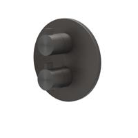 Afbouwdeel IVY Tribe Inbouwthermostaat 2-weg Met Rond Rozet Geborsteld RVS316 Carbon Black PVD IVY - thumbnail