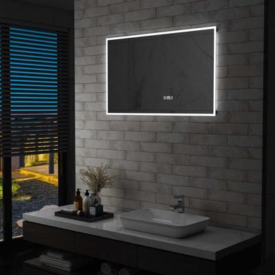 VidaXL Badkamerspiegel led met aanraaksensor en tijdweergave 100x60 cm
