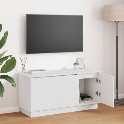 TV-meubel met LED Wit 100 x 38 x 49 cm Bewerkt hout