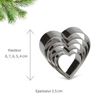 Patisse uitsteekvormen hart set van 5 stuks rvs - thumbnail