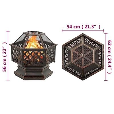 Vuurplaats met pook rustiek XXL 62x54x56 cm staal Vuurplaats met pook rustiek XXL 62x54x56 cm staal