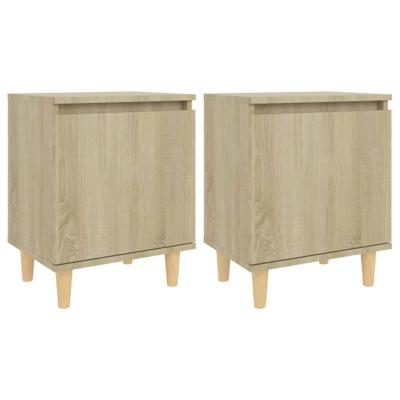 Nachtkastjes 2 st met houten poten 40x30x50 cm sonoma eiken Nachtkastjes 2 st met houten poten 40x30x50 cm sonoma eiken